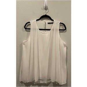 ZARA Antique White Sleeveless Pleated Relaxed Blouse
